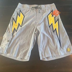 Mens RedSand NWT Board shorts size 34 lightening bolt gray